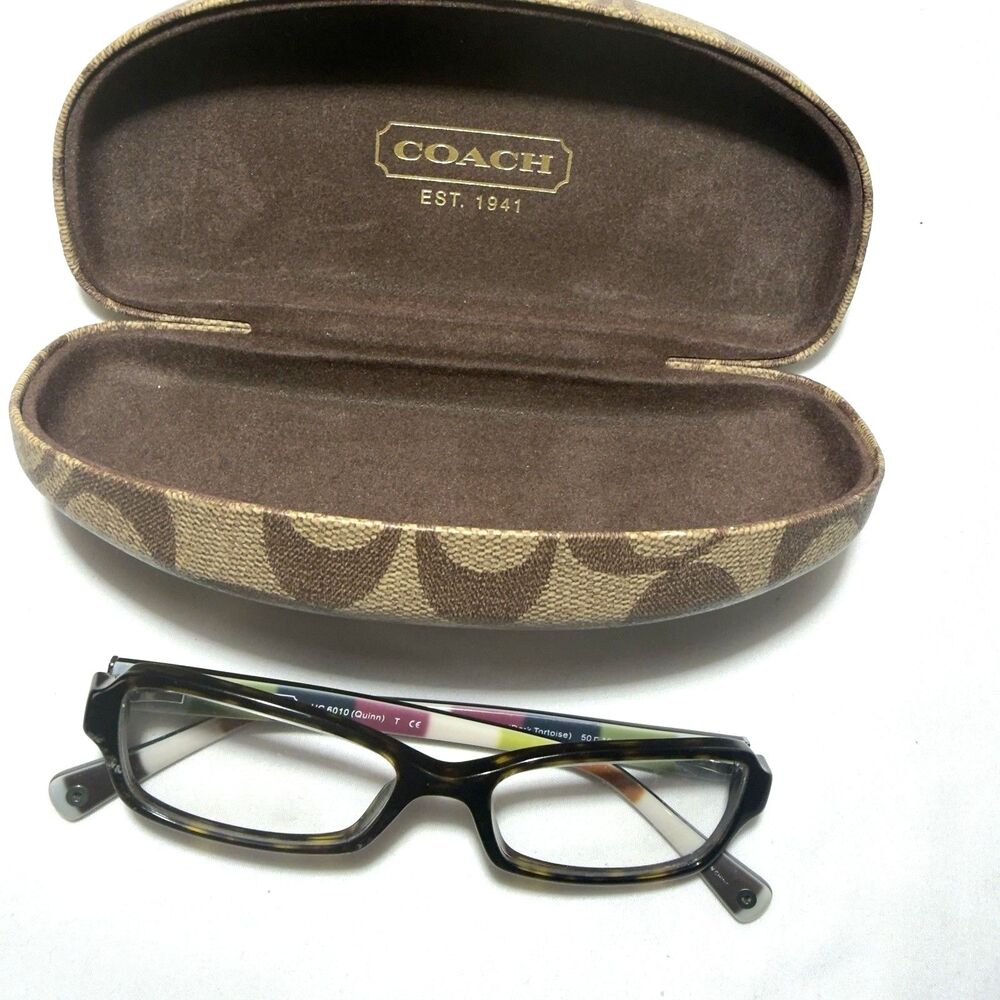Coach Quinn HC6010 Dark Tortoise Brown Full Rim Eyeglass Frames w/ Hard Case